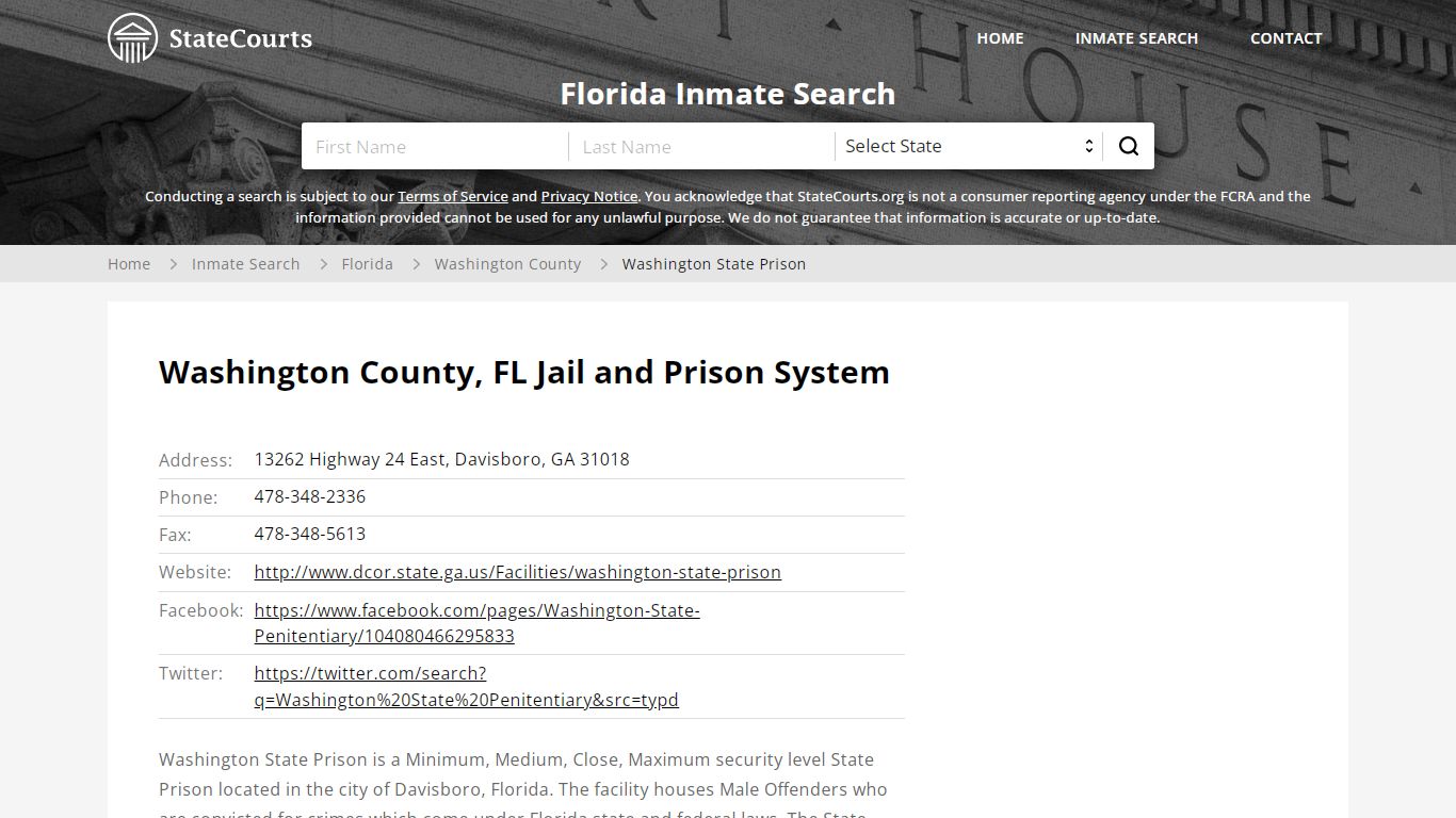 Washington State Prison Inmate Records Search, Florida - StateCourts